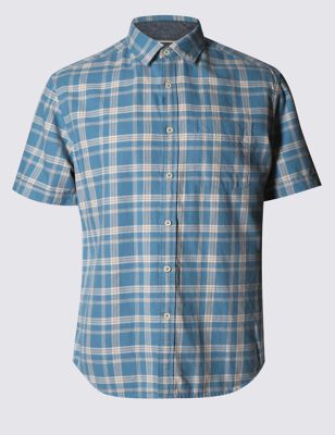 Pure Cotton Tailored Fit Block Checked Shirt